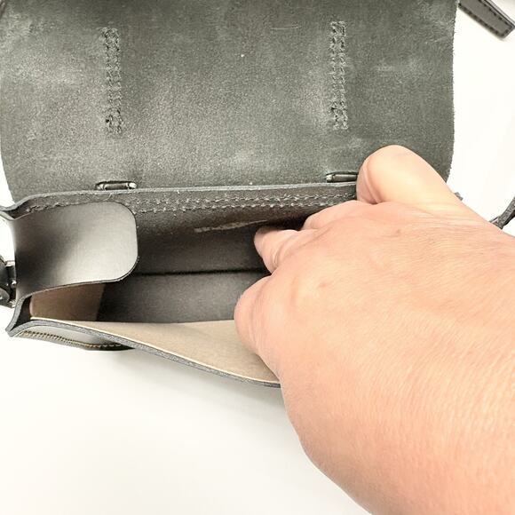 Dr Martens Black Leather Bag Buckle Crossbody Biker Womans Unused 8x5" Saddle - Picture 6 of 8